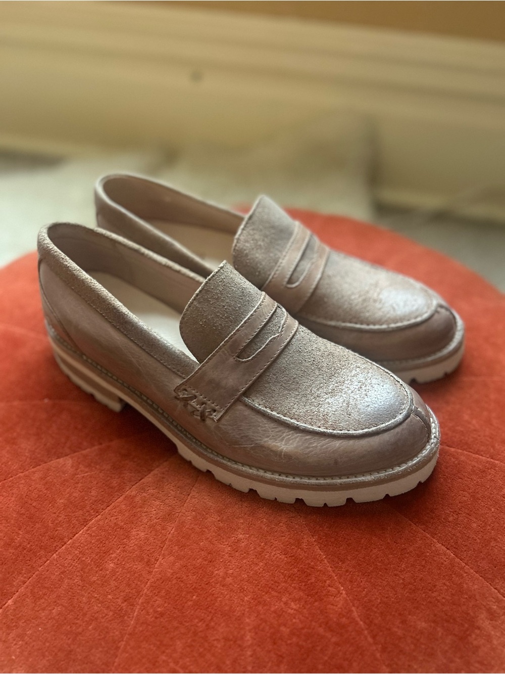 Bed Stu bedstu Metallic Nude Penny Loafers for Women - Slip-On Shoes 9